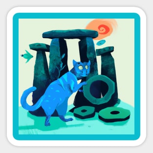 Blue Cat Builds Stonehenge Wrong Sticker